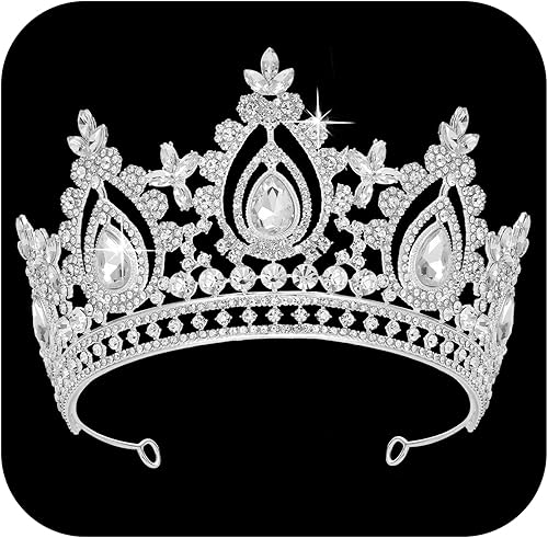 SWEETV Corona de reina para mujer, tiara de boda para novia, tiara de princesa, corona de quinceañera para concurso de quinceañera