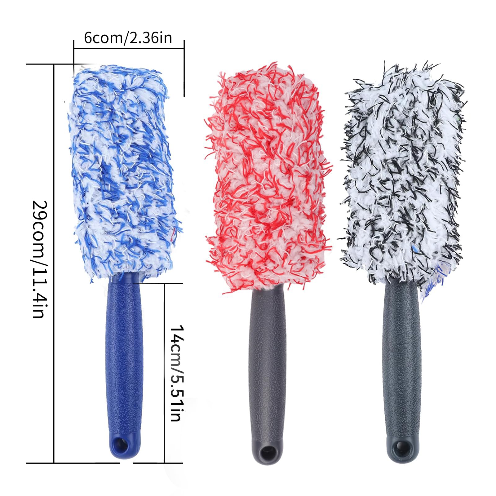 Szczotka do felg aluminiowych, 3 sztuki, szczotka do czyszczenia felg, płaska | Wheel Brush Premium szczotka do czyszczenia felg z mikrofibry ze szczotką do opon do wszystkich typów felg