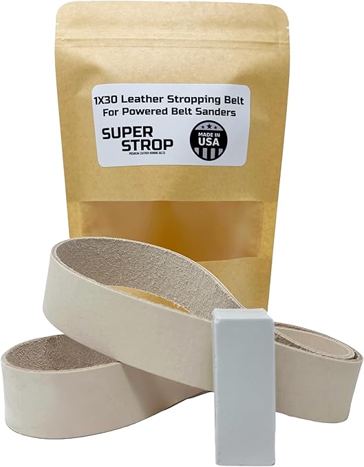 1x30 inch Leather Honing Strop Belt Super Strop with White Buffing Compound fits 1x30 Powered Belt Sanders