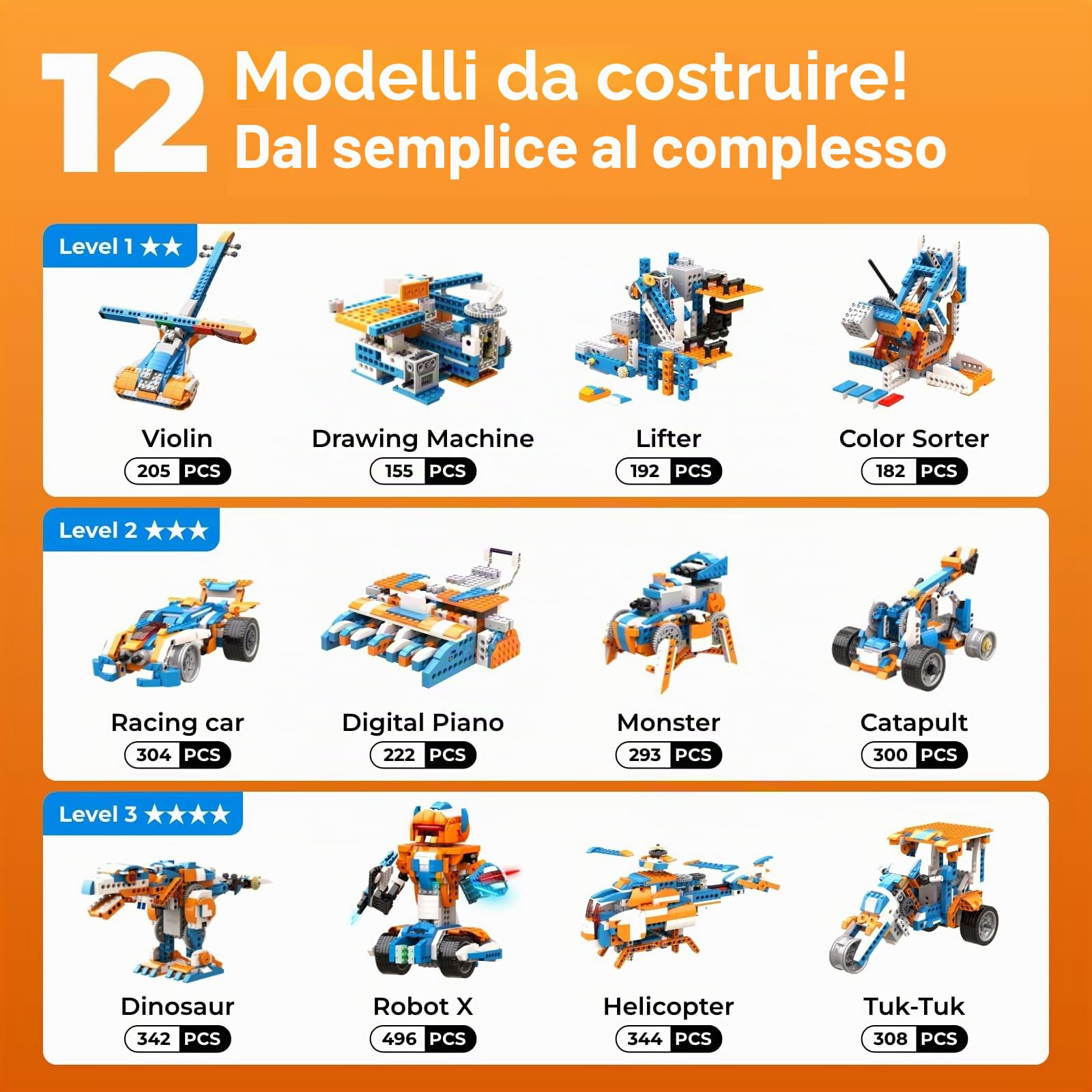 Apitor Robot X, Giocattoli robot STEM per bambini 8-12, giocattolo di codifica per ragazzi 8+ anni, giocattoli STEM, kit di costruzione robotica 12 in 1, kit scientifico per bambini, regali