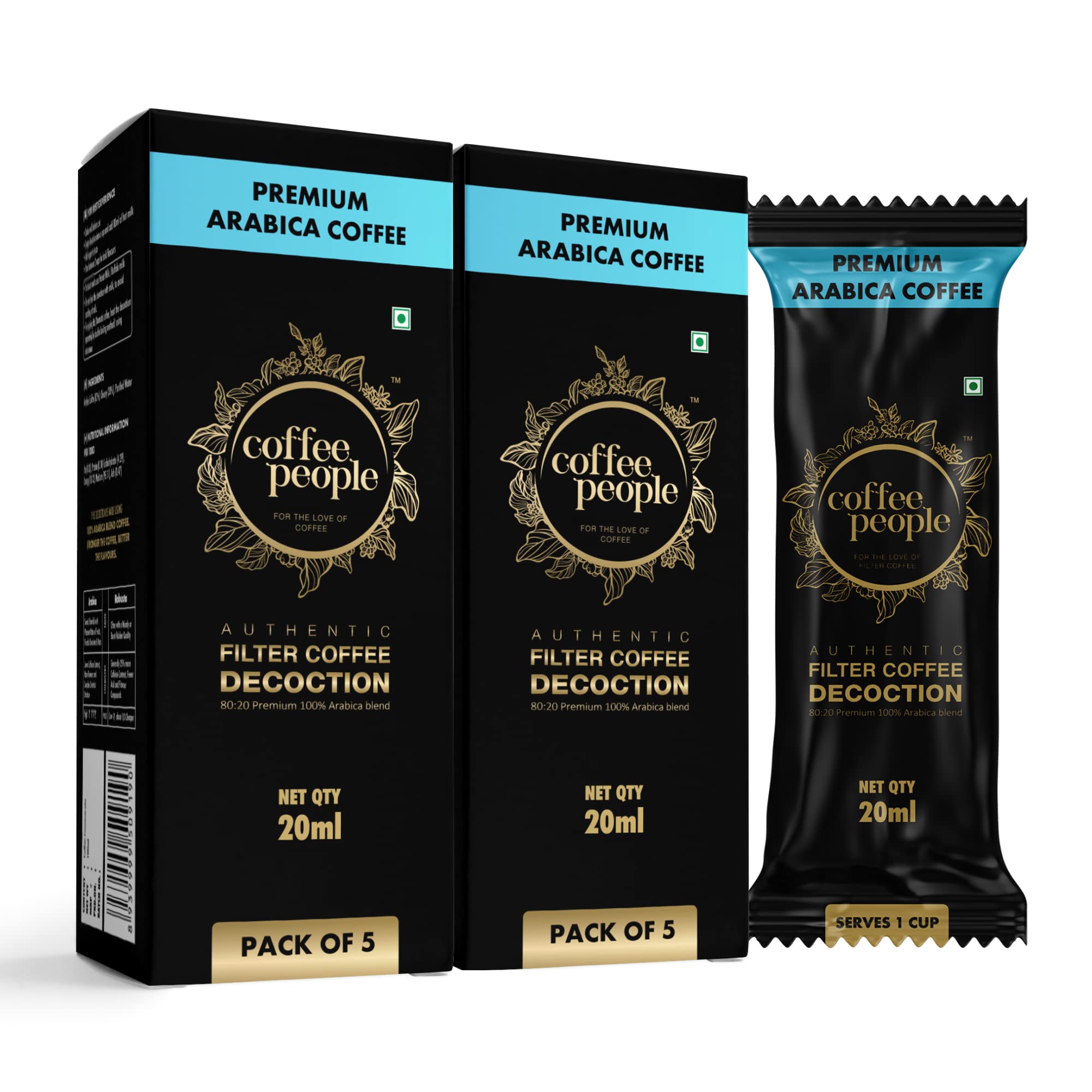 Coffee People Premium Authentic 100% ‘A’ grade Arabica Blend Filter coffee decoction from Chikkamagaluru |No Robusta |Liquid coffee | Coffee Concentrate | Ready to Use| 20ml x 10 | 10 cups