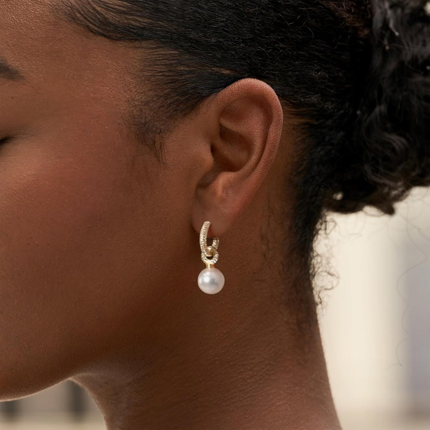 YOIHUR Pearl Earrings for Women, Dainty 14K Gold Plated Pearl Hoop Earrings Hypoallergenic Wedding Pearls Dangle Earrings Jewelry Gift for Women Bridal - Image 3