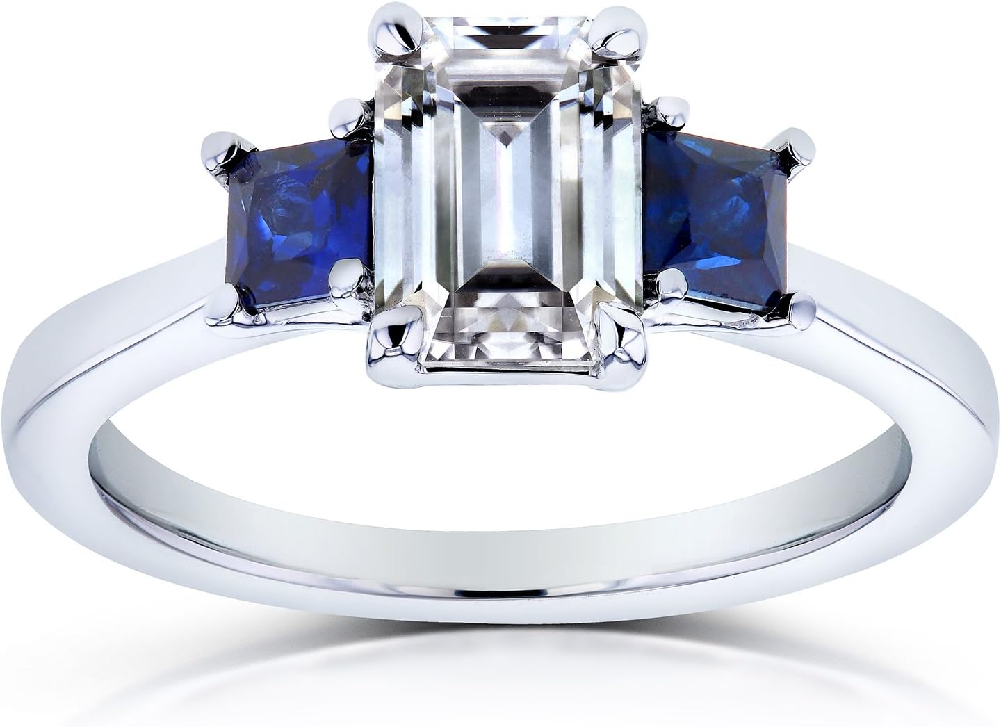 Kobelli Blue Sapphire and Diamond Engagement Ring 1 1/2 CTW In 14k White Gold