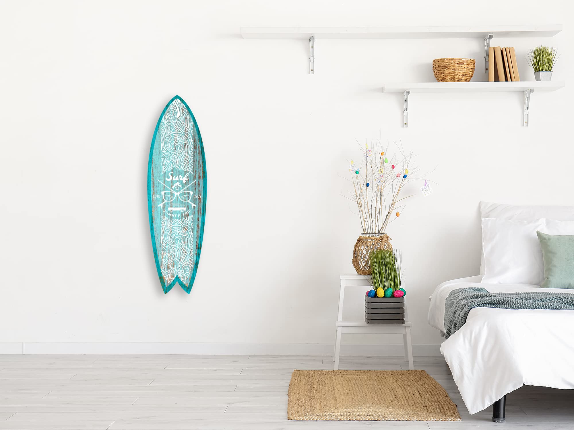 Tavola Da Surf Decorativa DECLINA – Paesaggio Hawaiano 3 – Alu-Dibond 100x30 Cm – Decorazione Murale