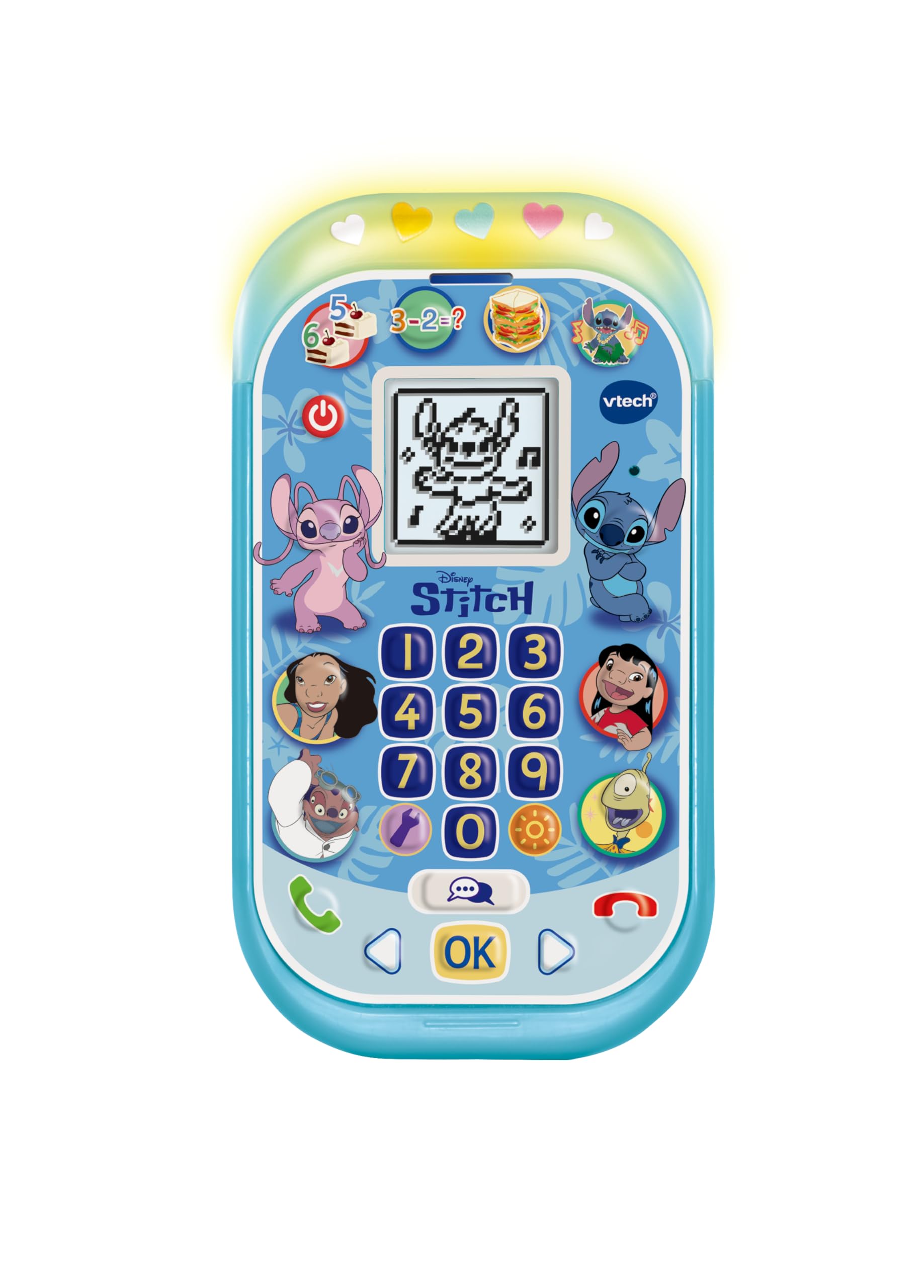 VTech Stitch Learning Phone, Official Stitch Toy, Interactive Role Play Phone with Voice Activation, Ringtones and Games, Gifts for Ages 4, 5, 6+ Years, English Version