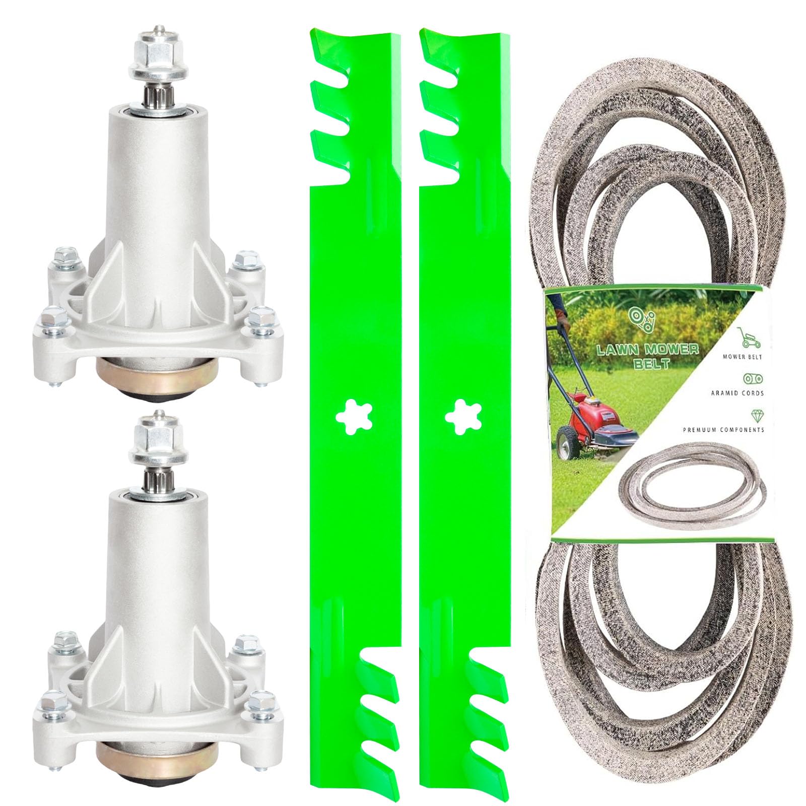 Kit de reconstrucción de cubierta para cubierta de 42 pulgadas, compatible con YTH1842 YTH18542 YTH2242A YTH2242B YTKH1542XPC incluye 3 husillos 187292 192870, 3 cuchillas 127843 215460955. , 1