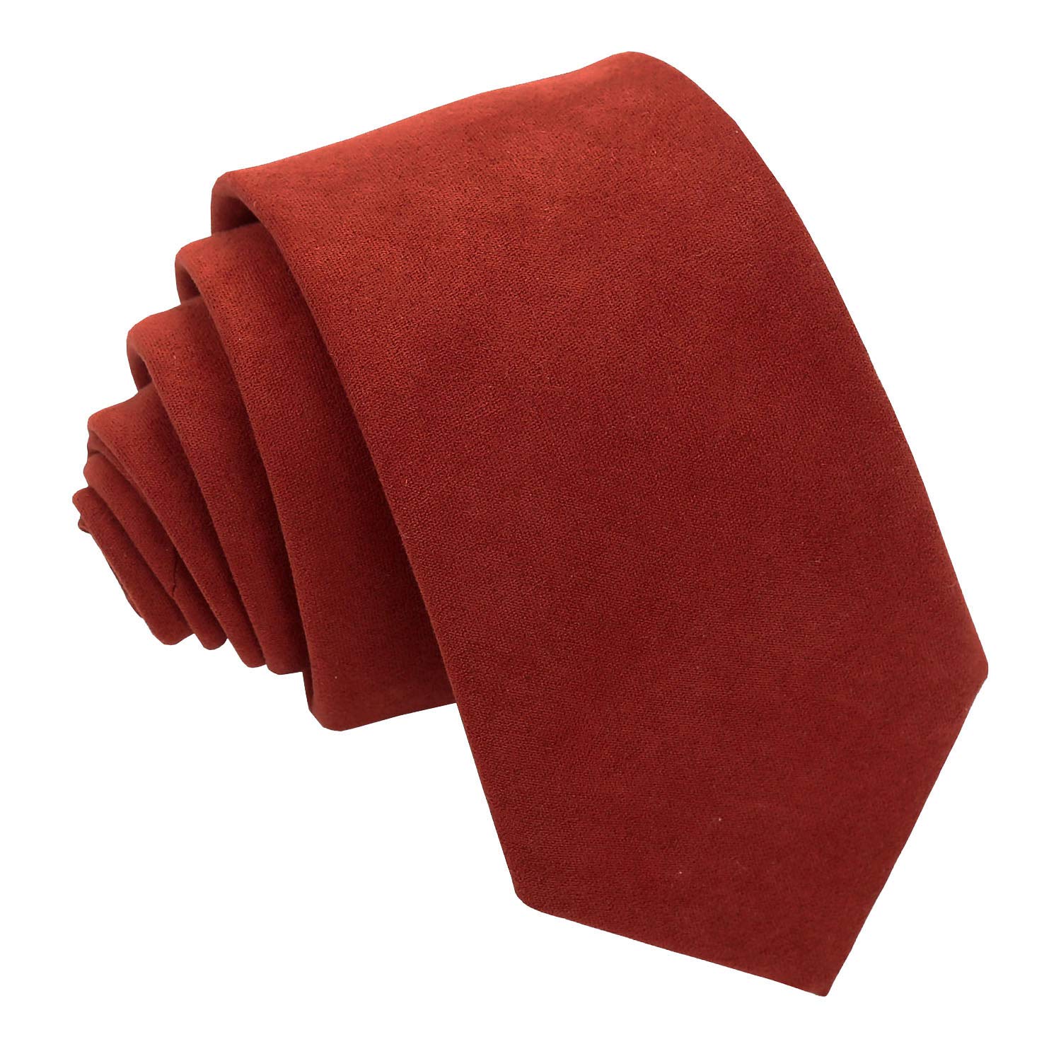 Dqt Men's Rust Plain Suede Slim 7Cm Tie – Wedding Business & Formal Necktie – Brown