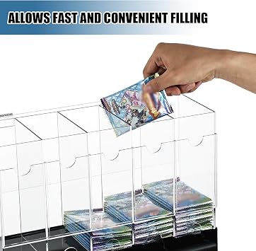 5-Slot Booster Pack Dispenser with Base Clear Acrylic Display Case Holds Up to 200 Booster Packs for Easy Access Works for Sports Card Collectibles and TCG Trading Card Games