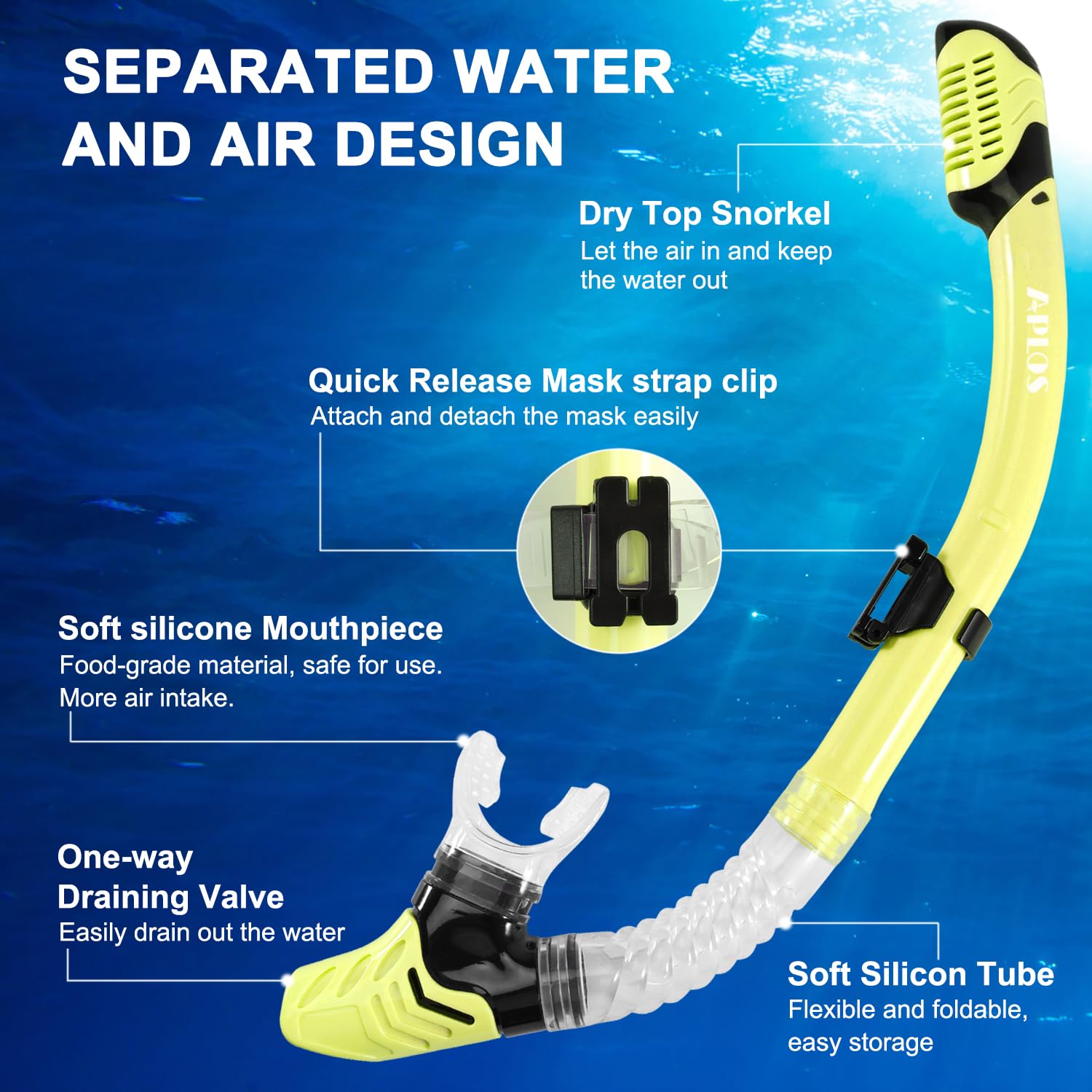 APLOS Masque Plongée Adulte-Masque Tuba Anti-Buée Champ de Vision Panoramique Anti-Fuite Masque Snorkeling Adulte et Tuba pour la Plongée en Apnée, la Plongée en Apnée, la Natation