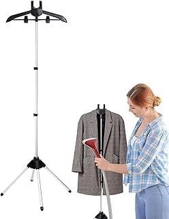 Steamer Stand - Garment Hanger For Steaming Clothes, Steamer Stand For Clothes, Folding Telescopic Clothes Steamer Holder, Drying Rack Handheld Standing Garment Steamer Rack For Clothing (Black)