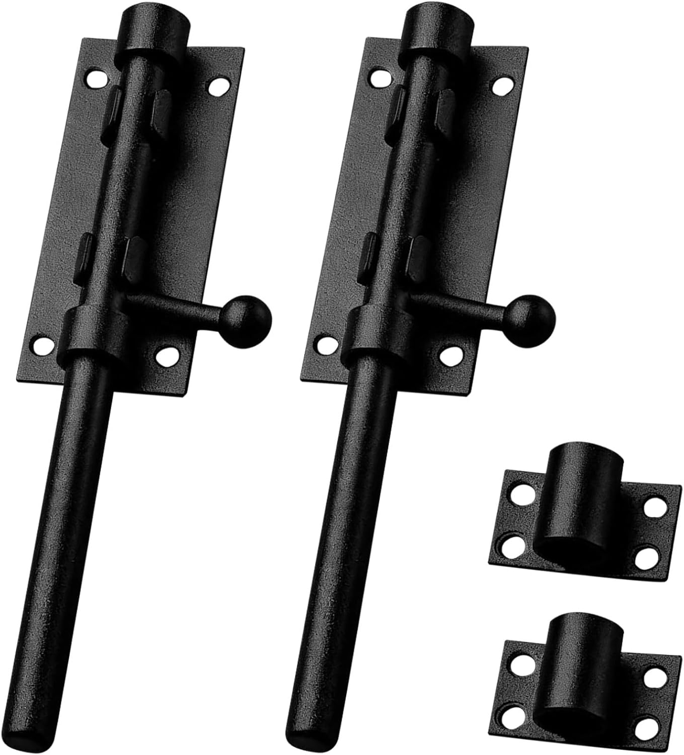 20 Cm Gate Security Latch, Black Stainless Steel, Lock Hole, Heavy Duty