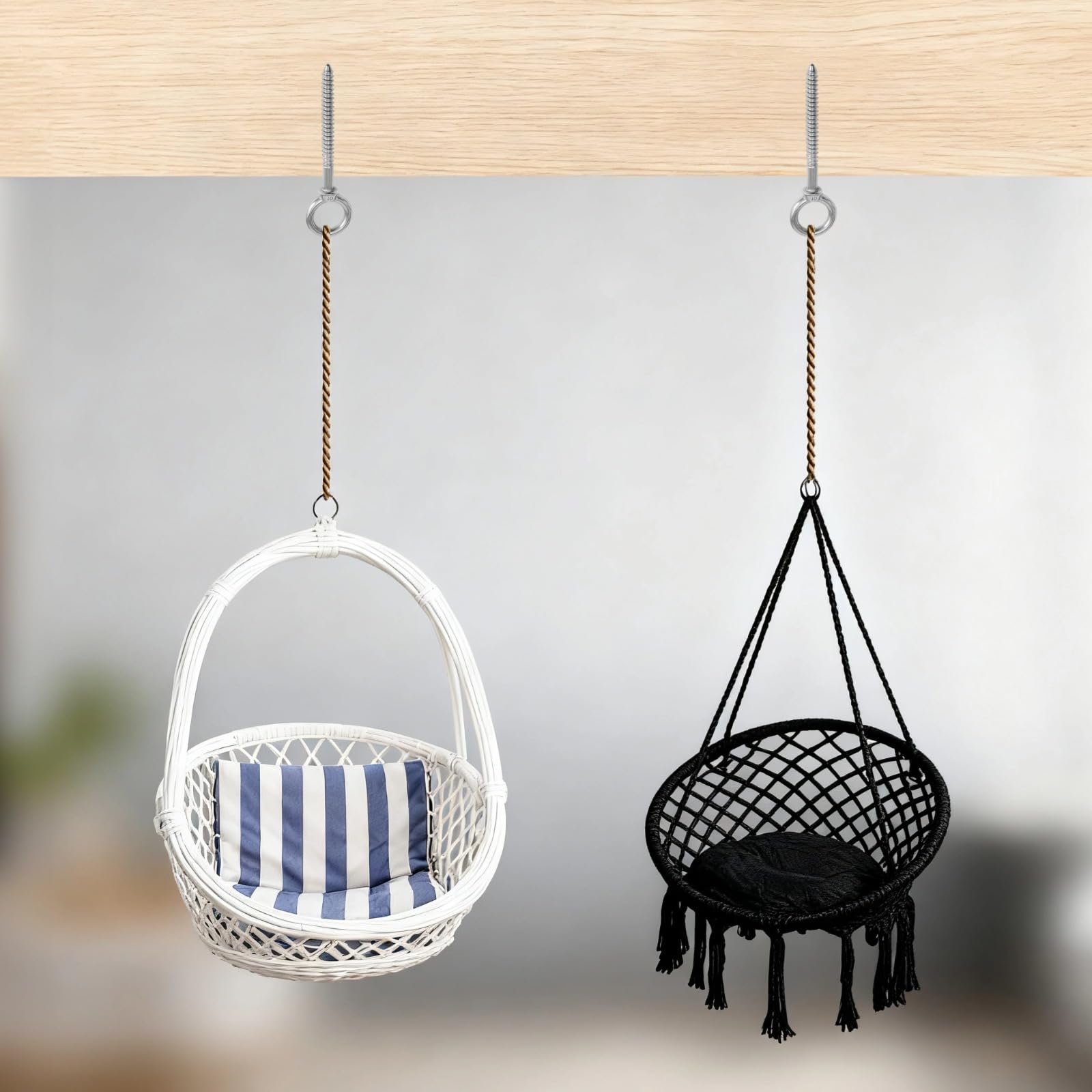 Lot de 4 crochets à œil en acier inoxydable 304, 10 mm, vis autotaraudeuses à visser, crochets de suspension robustes, argent