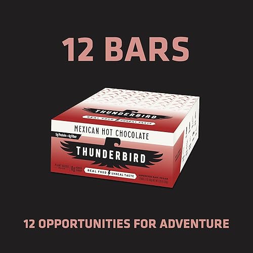 Miniatura 7 de Thunderbird - Barras energéticas de comida real, chocolate caliente mexicano, proteína a base de plantas, 1.7 onzas, barras nutricionales de frutas