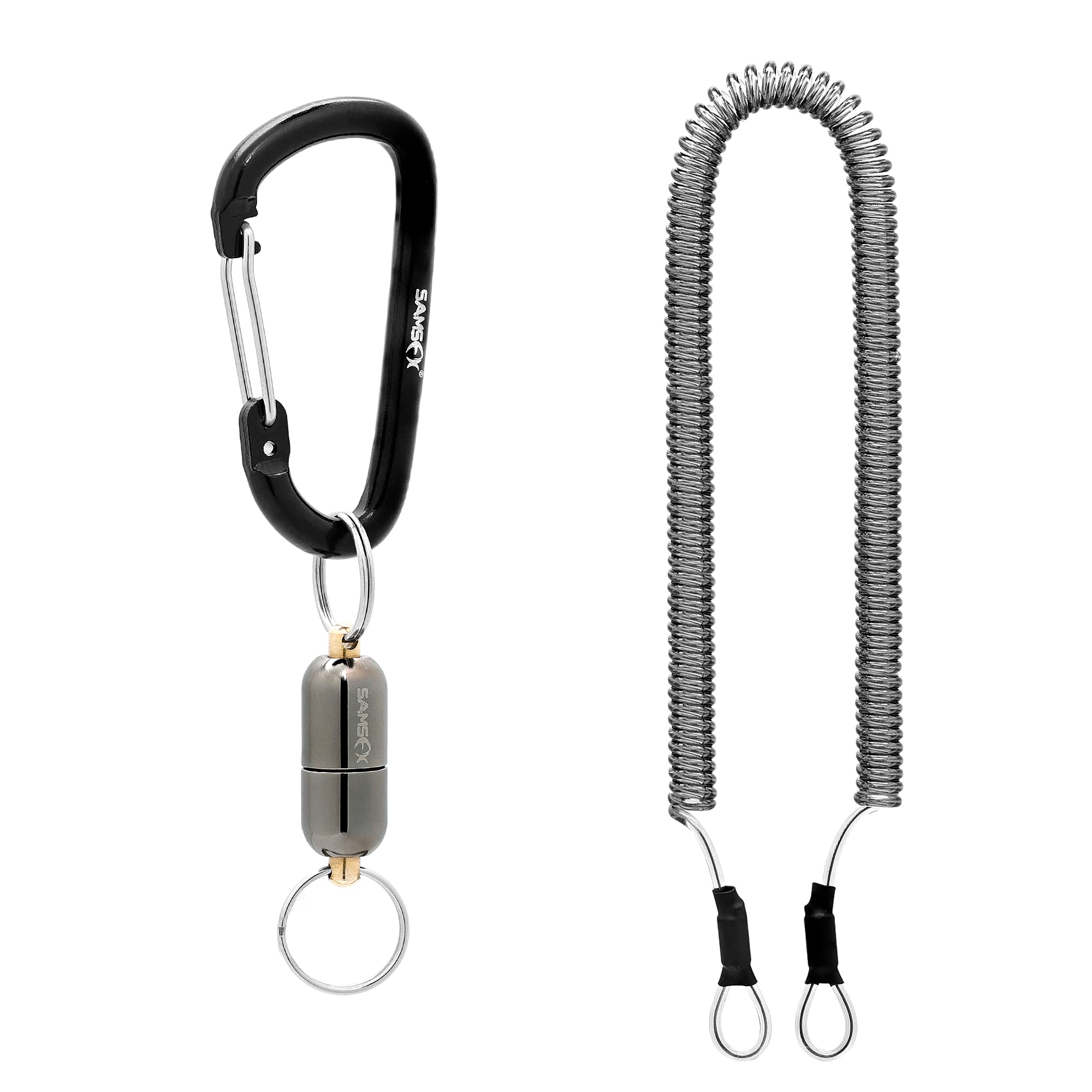 SAMSFXFishing Magnetic Net Release Holder, Stainless Steel Shell, Screw Fixed Magnet, 360 Rotating Shaft (Gun Gray)