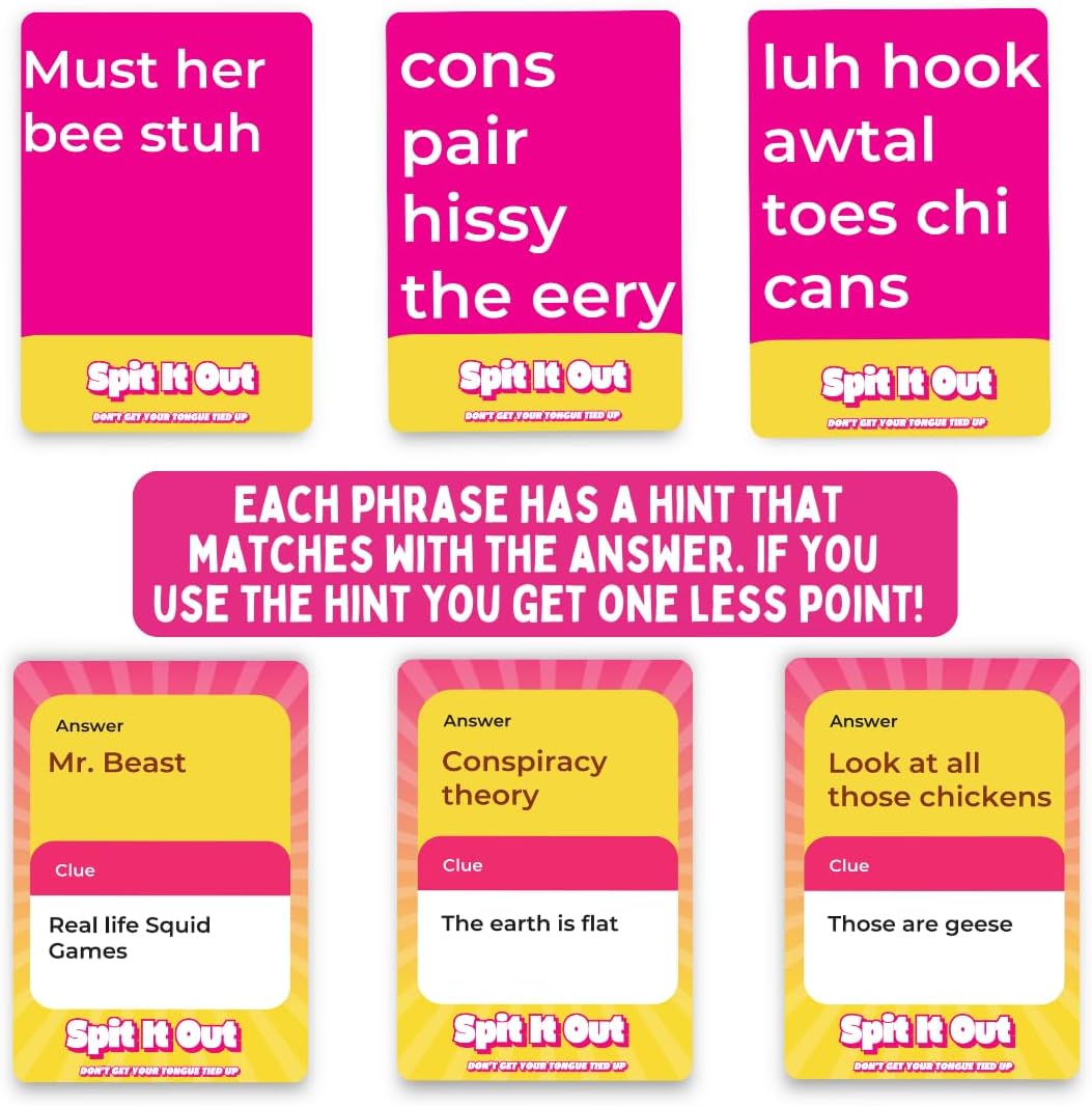 Spit It Out Party Game for Adults & Teens 17+ – Fast-Paced Word Guessing Card Game, Sound It Out & Shout the Answer, Funny Group Game for Game Nights, Parties, Gatherings & Icebreakers, 2+ Players