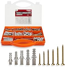 Brackit 206 Piece Drywall Plugs & Anchors Set – Heavy Duty Chipboard Screws Assortment Kit inc. Countersunk Pozi Drive Head Wood Screws – For Repairing, Drilling, Mounting, Building, Furniture and DIY