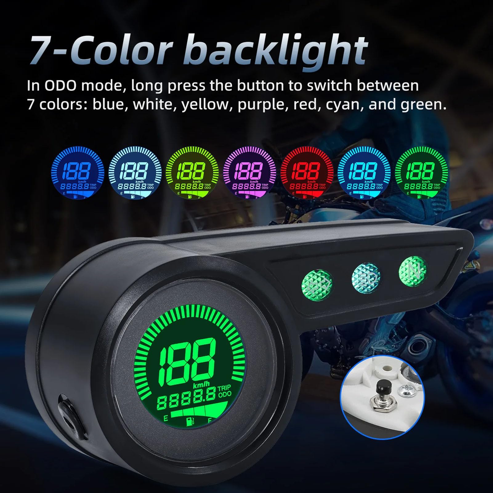 Generic Tachimetro Digitale per Moto Contagiri Contachilometri ABS Metallo Nero Proprietari di Moto DC 12V
