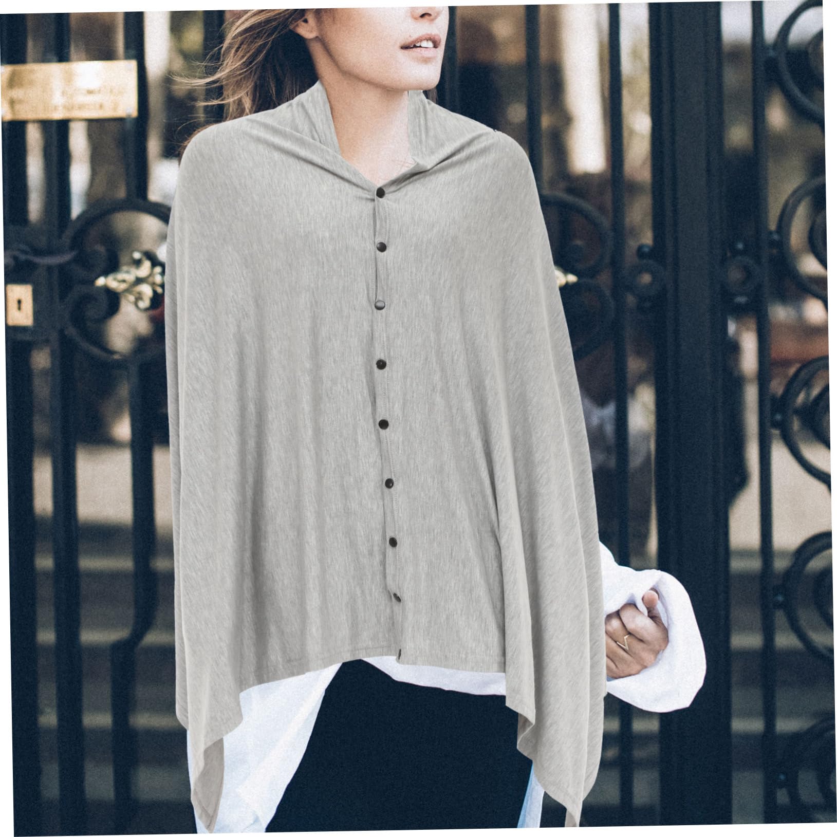 Yardwe Poncho per Allattamento in Cotone 2pezzi Tessuto Traspirante con Copertura Completa per Mamme