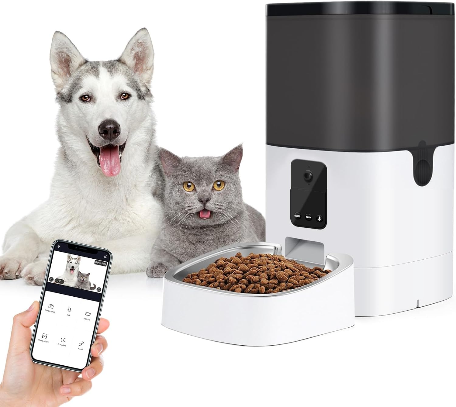 Pet Camera Treat Dispenser, Automatic Cat Feeders with Camera, Automatic Pet Feeder for Cats and Small Dogs with Night Vision Two Way Audio and Video (Support 2.4GHz Wi-Fi only, No Suscription Fee)