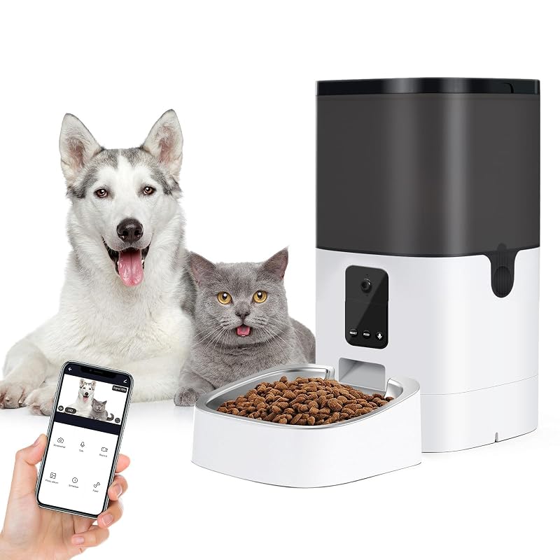 Comedouro Automático para Gatos e Cães Pequenos com Câmera 1080p, Wi-Fi 2,4 GHz e Áudio Bidirecional pumpkii 4 L Preto