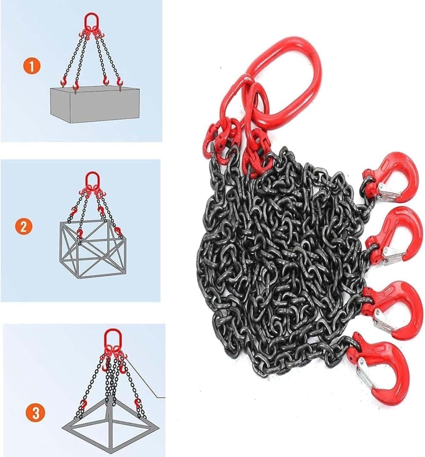 Cinghia a catena con gancio, 4 gambe, resistente, per sollevamento gru, strumento di sartiame sicuro e versatile