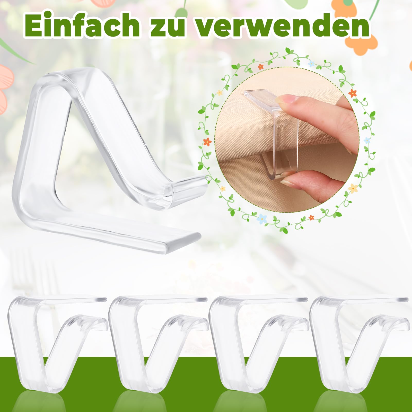 Produktbild von LEEWYOU 12 Tischdeckenklammern – Transparent, Wiederverwendbar, Passend Für Tische Bis 3 Cm Dicke