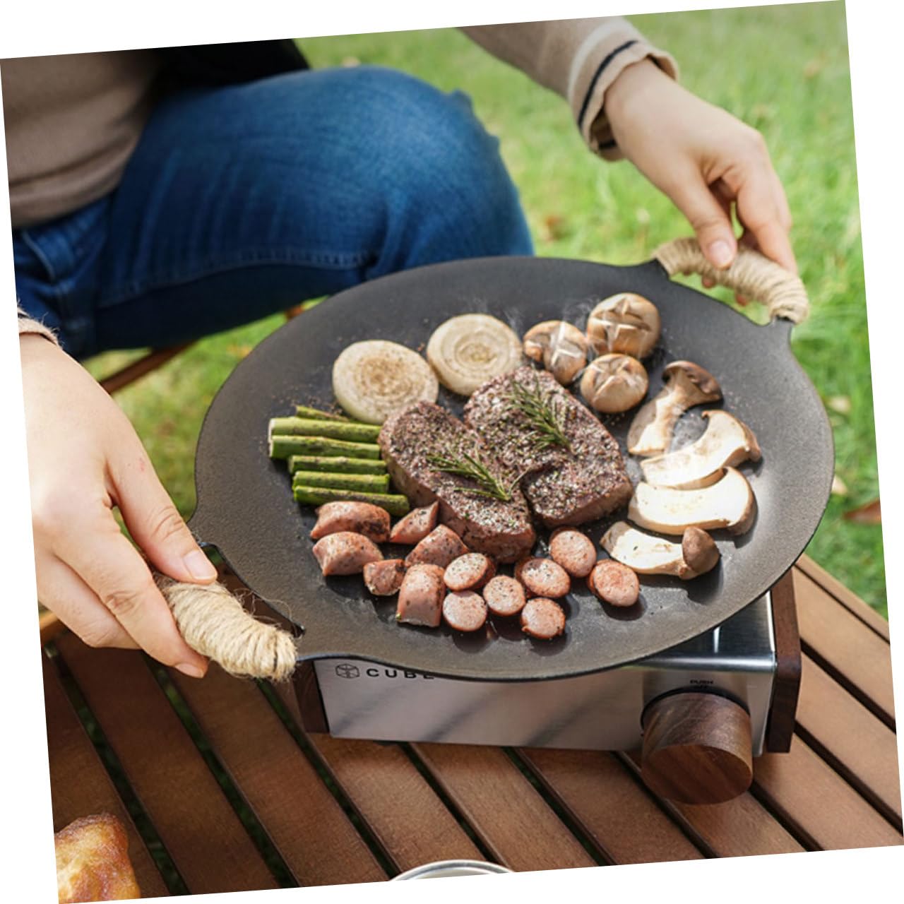Toddmomy Sartén Accesorio Adecuado de Hierro Fundido para para Parrilla Bordes Lisos Rebabas Bbq y Camping al Aire Libre