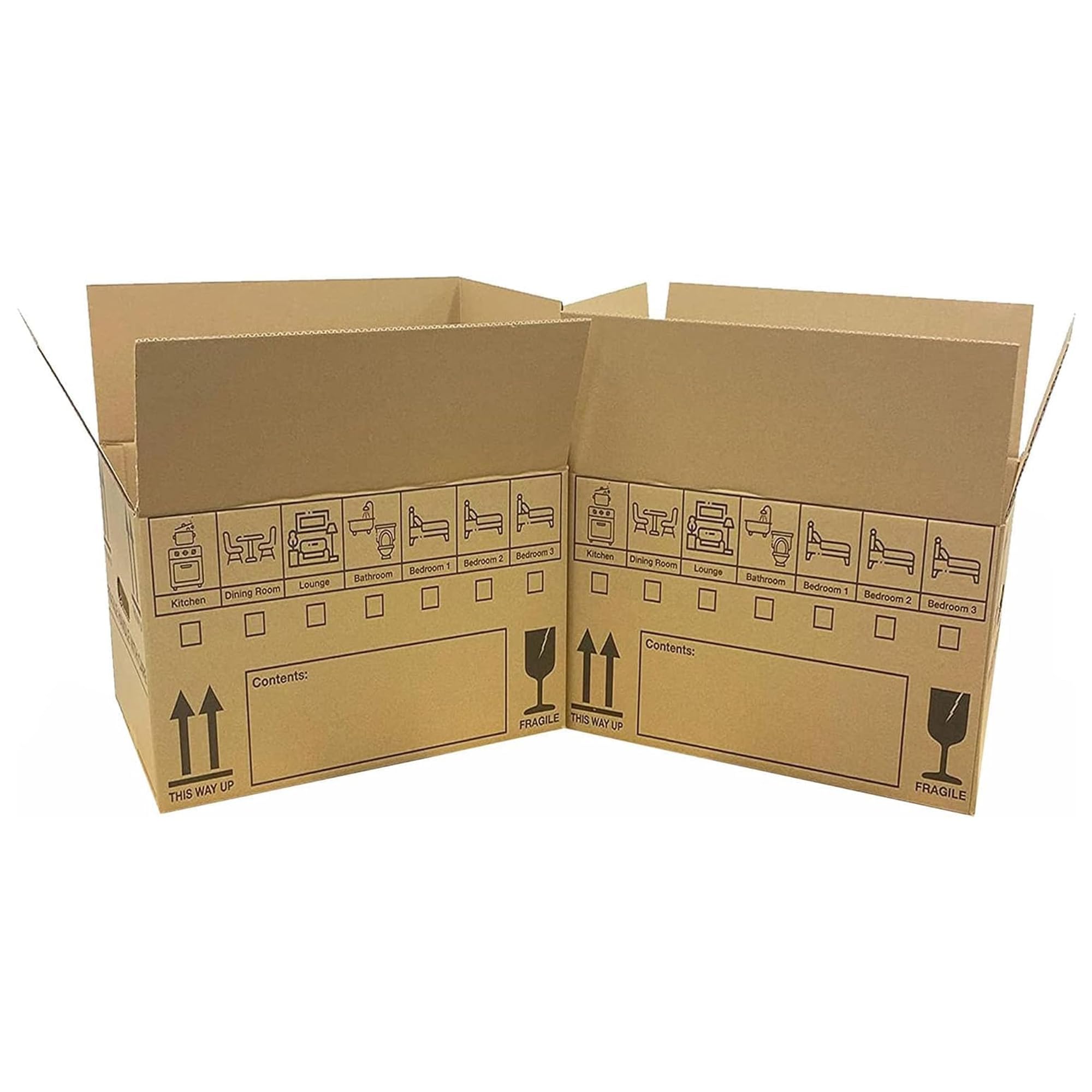 Large Cardboard Boxes Storage Moving House Removal Boxes with Tick List & Carry Handles 47cm x 31.5cm x 27cm 44 litres (40)