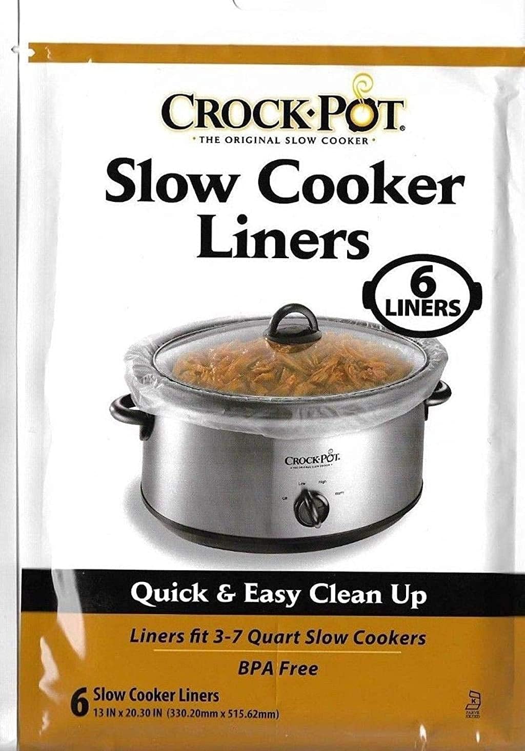 Crock Pot Slow Cooker Liners, 30 Liners fit 3-7 Quart (10 packs of 6 count)