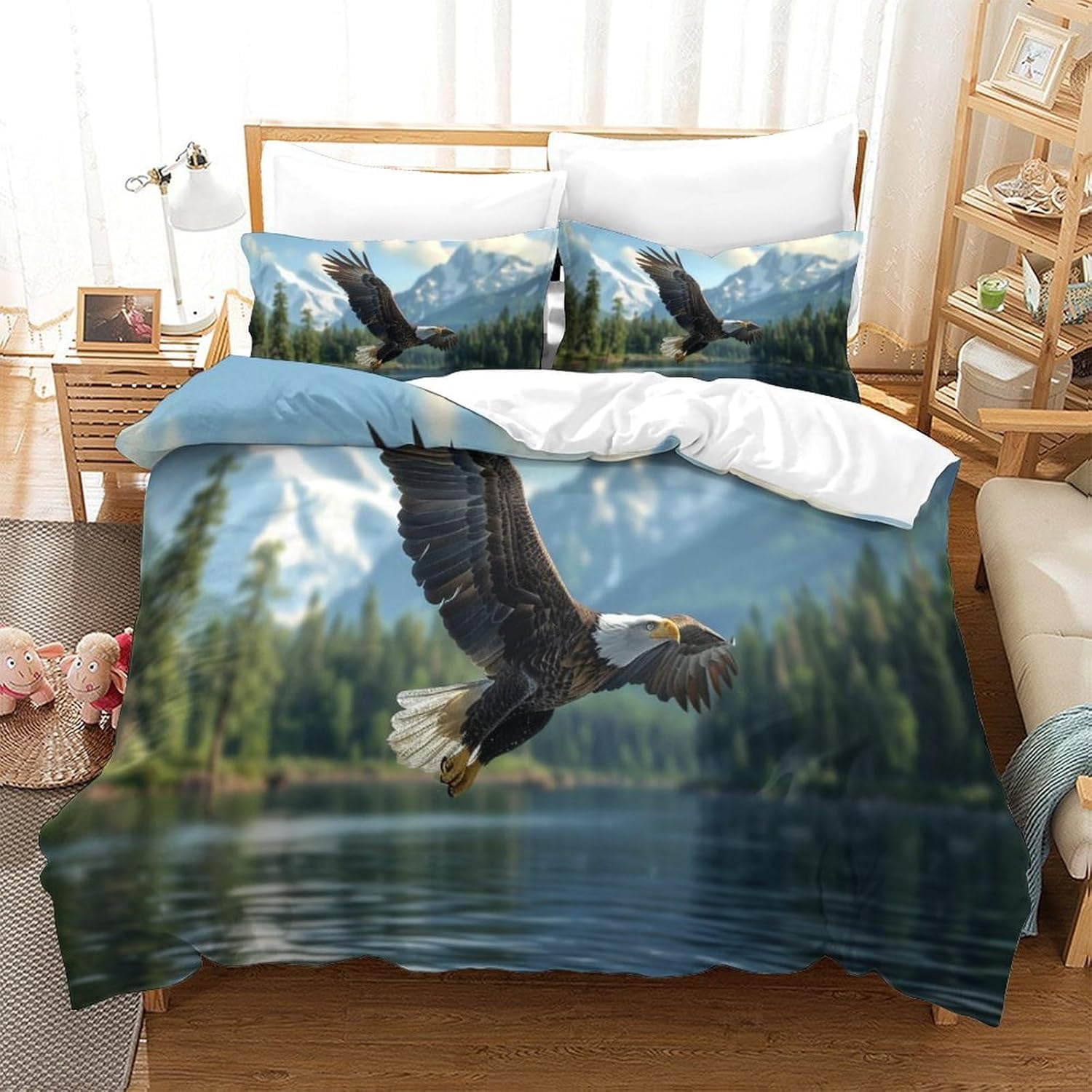 Housse de couette 260x230 aigle pour grand lit facile à laver et sans repassage