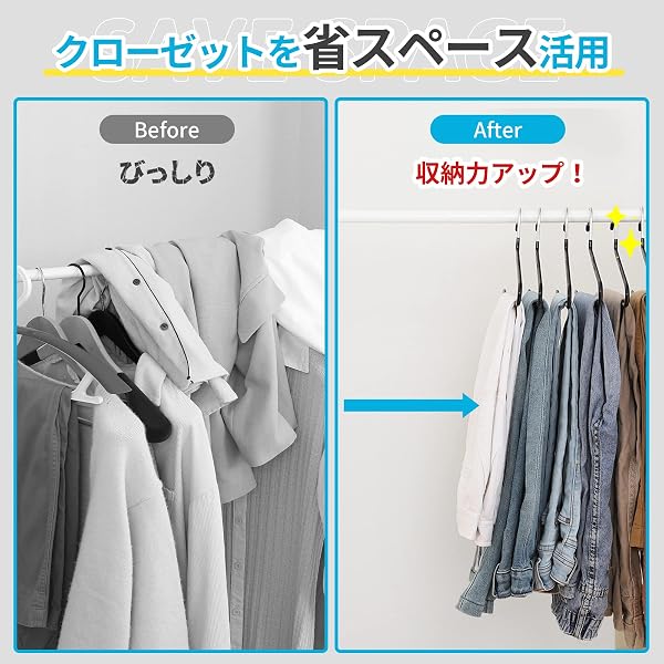 チチロバ(TITIROBA) ズボンハンガー スラックス ハンガー パンツハンガー すべらない 跡がつかない 10本組 ブラック 22AB013 - 5