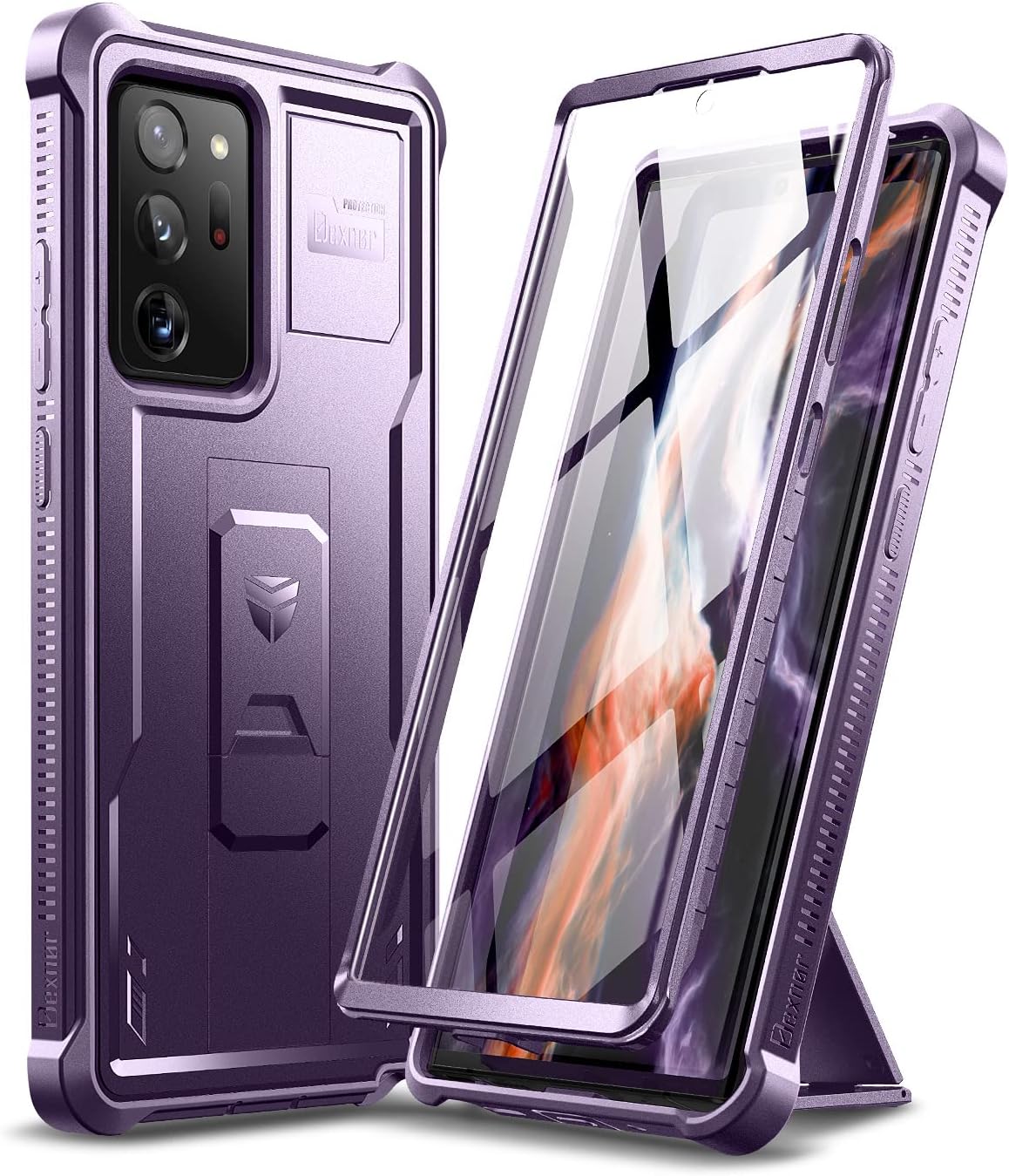 Dexnor for Samsung Galaxy Note 20 Ultra 5G Case, [Built in Screen Protector and Kickstand] Heavy Duty Military Grade Protection Shockproof Protective Cover for Samsung Galaxy Note 20 Ultra Purple