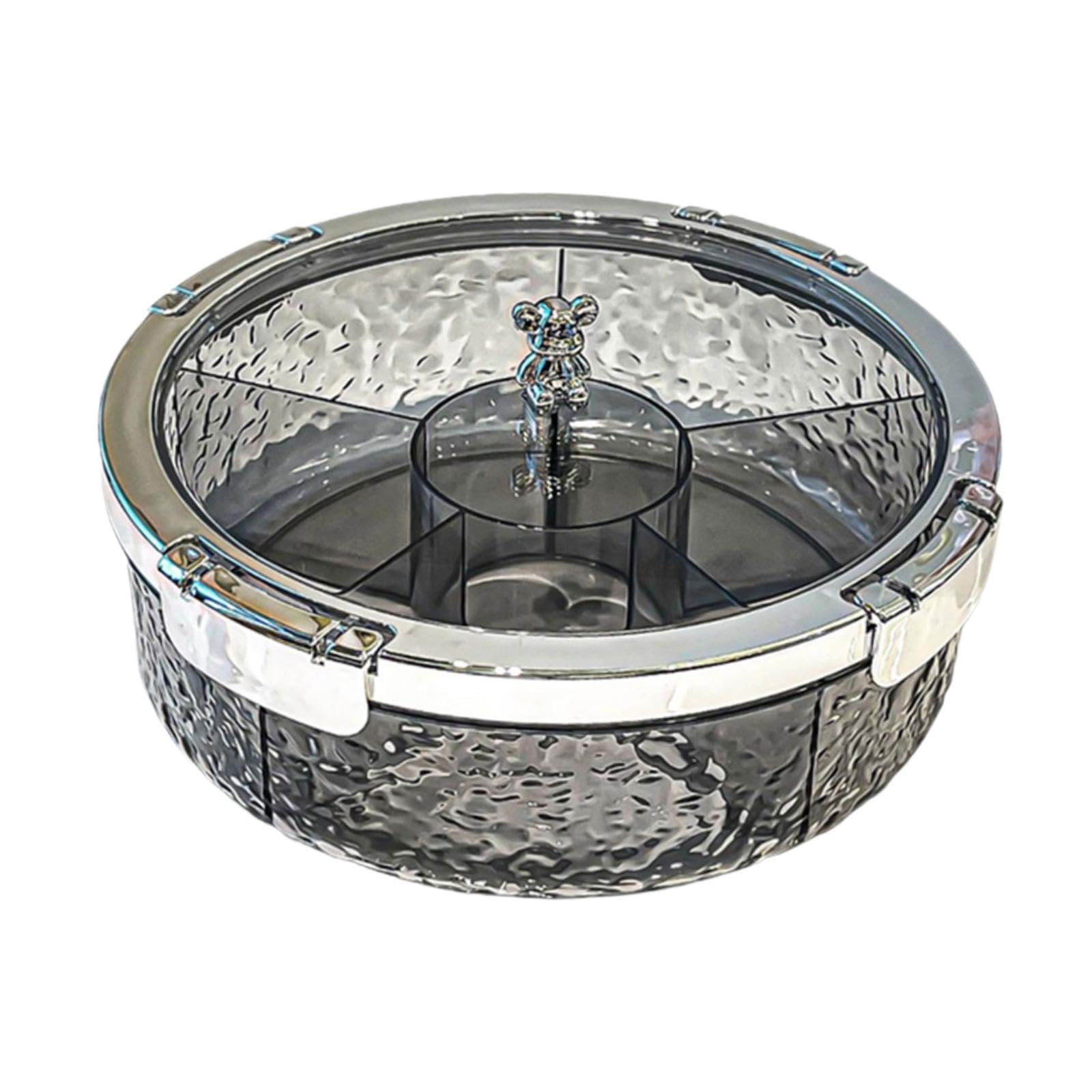perfk Divided Serving Tablett Organizer Multifunktional tragbarer Speicherbehälter -Snacks für Partykuchen, Grau Silber