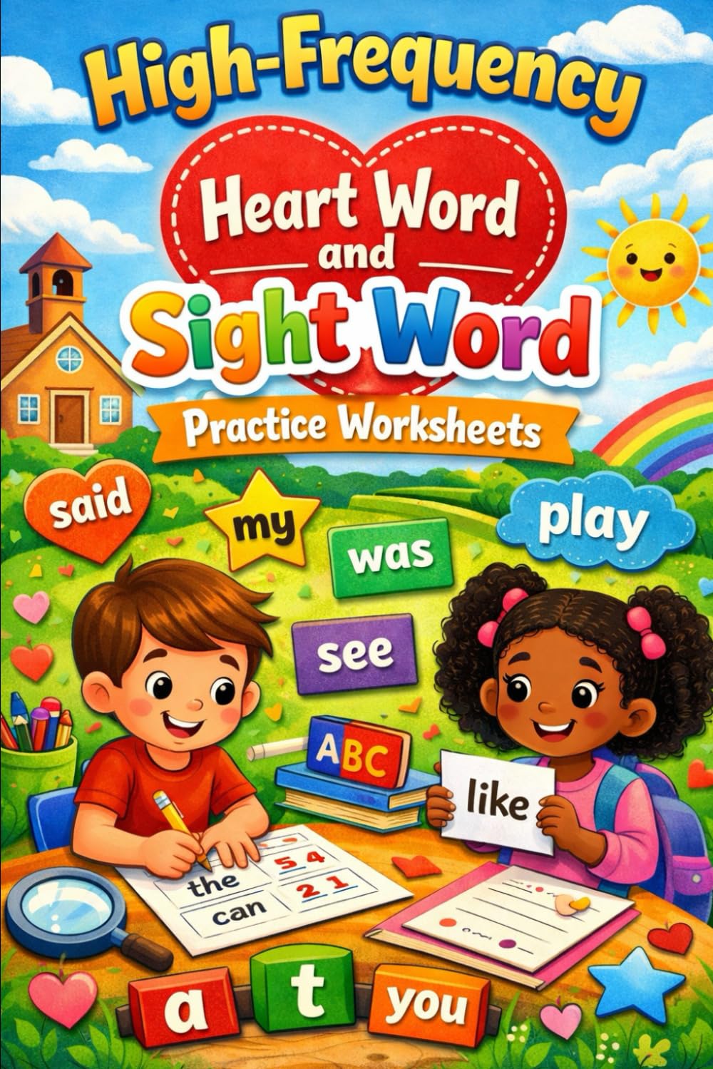 High‑Frequency Heart Words and Sight Words Practice Worksheets – Colorful, Illustrated Reading & Writing Activities for Early Learners, Kindergarten and Grade 1 Kids      Paperback – February 19, 2026