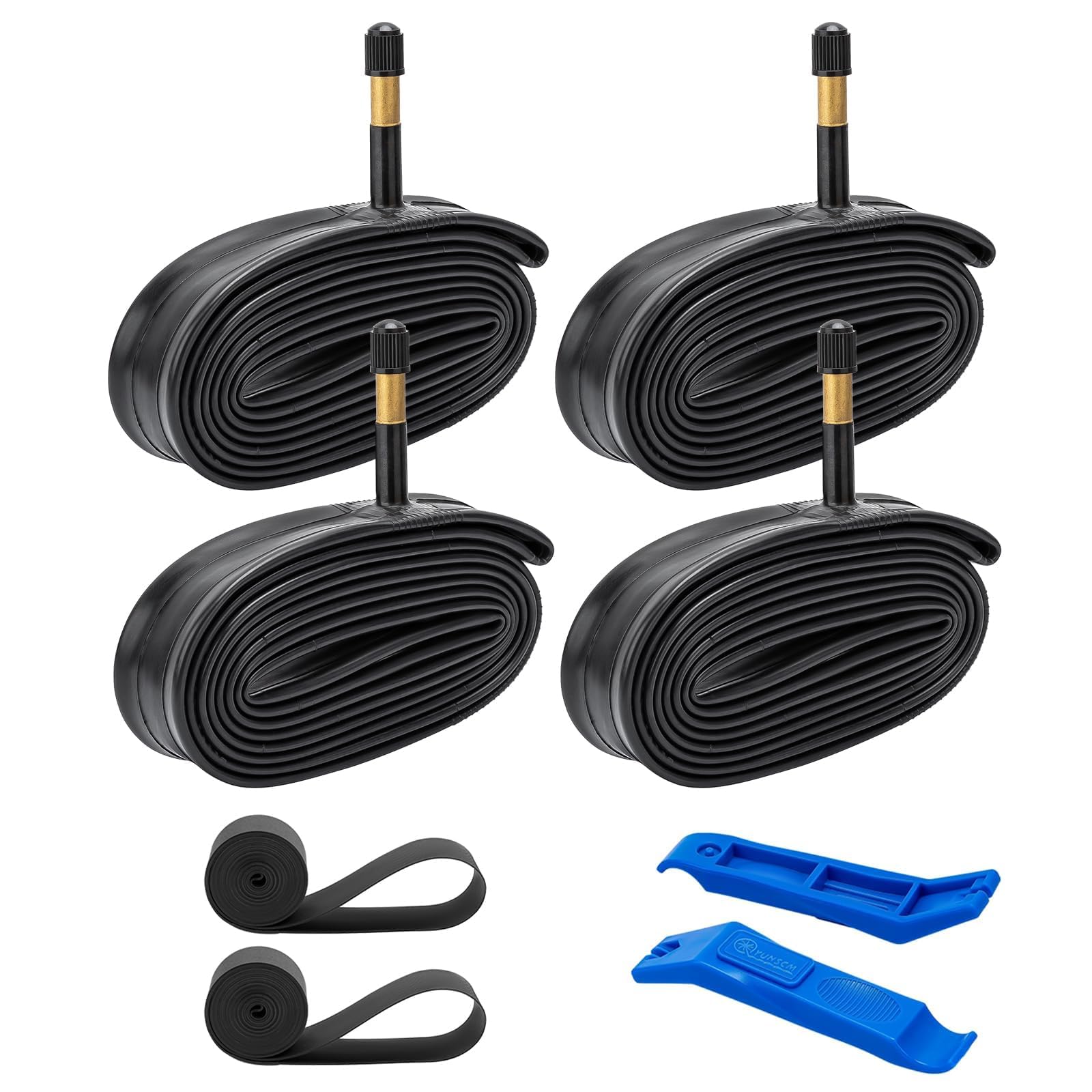 4 Pack 700C Heavy Duty Bike Tubes 700x35C 700x36C 700x38C 700x40C 700x42C Bicycle Tubes AV48mm Schrader Valve (35/43-622) Tire Levers Compatible with 700x35C/36C/38C/40C/42C/43C Bike Tire Tubes