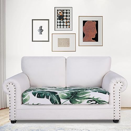Miniatura 2 de hyha Fundas de cojín de repuesto impresas y elásticas para sofá removible, protector de muebles suave y flexible con parte inferior elástica (M,