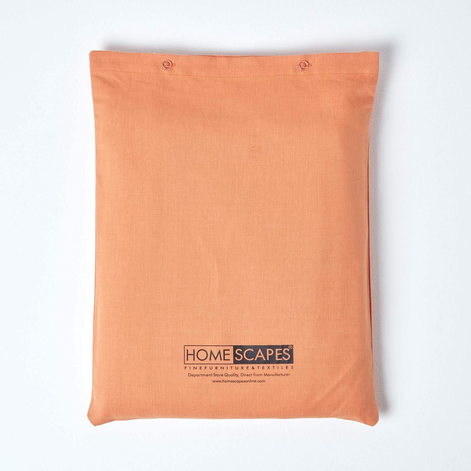 HOMESCAPES Leinen Betttuch ohne Gummizug orange 230x255 cm, Halbleinen Bettlaken aus 60% Leinen und 40% Baumwolle
