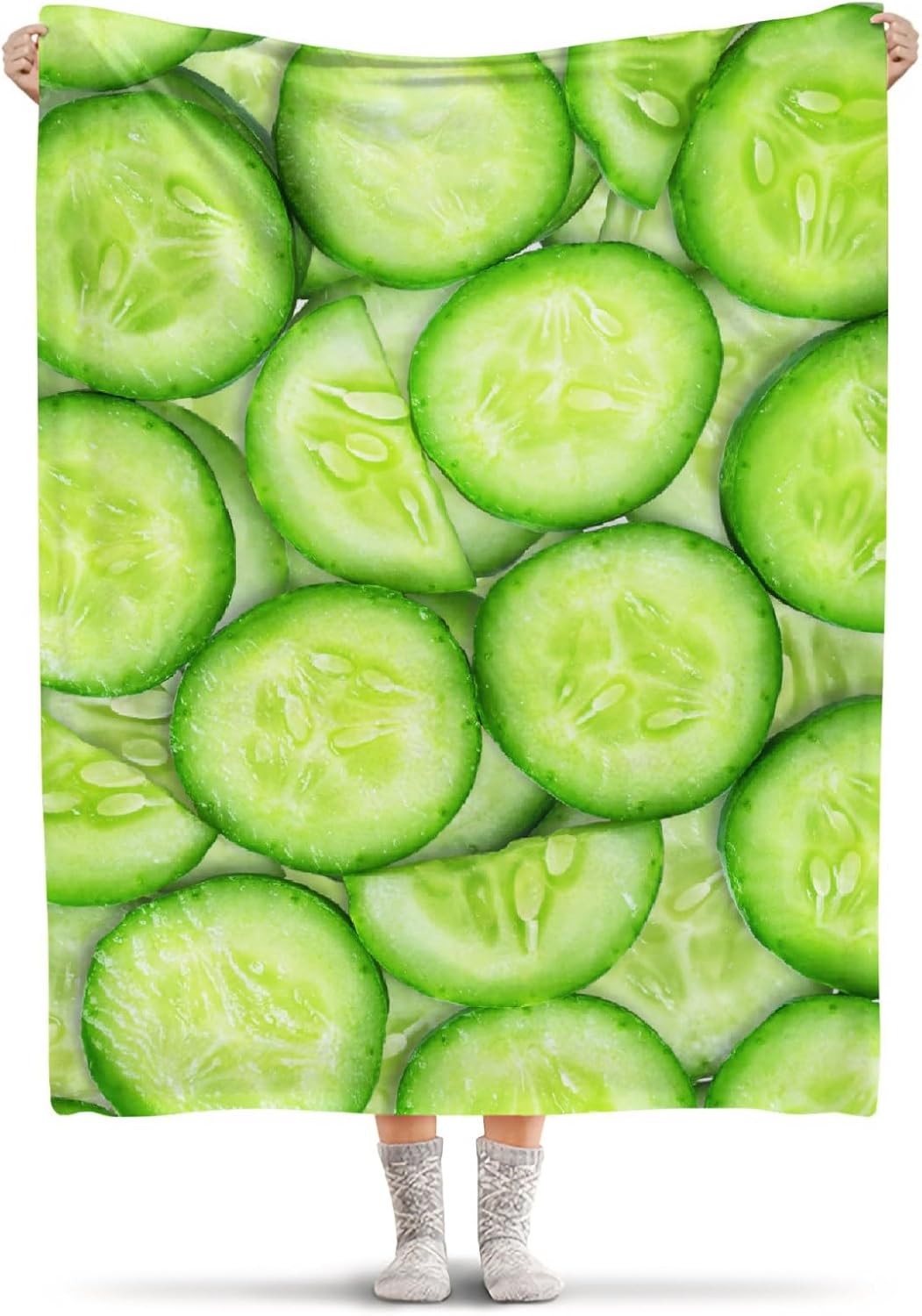 Cucumber Slices Blanket,Lightweight Flannel Fleece Love Cucumber Slices Throw Blanket Gifts for Girl All Season,Blanket for Bed/Couch/Sofa (40"x50" for Kids/Children, Cucumber Slices)