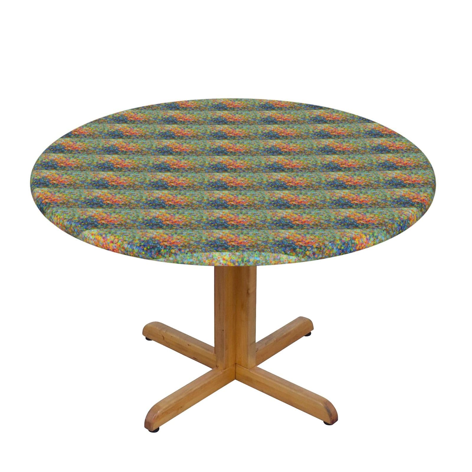 Nappe ronde imprimée peinture colorée pour table de cuisine et salle à manger