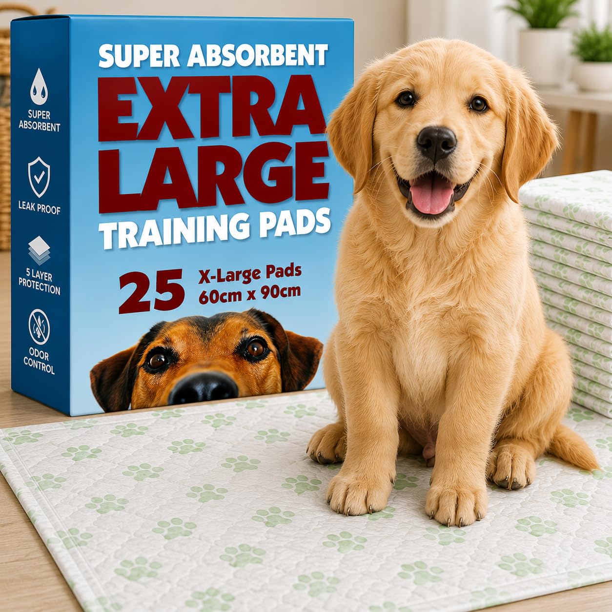 25 x Drylife Super Absorbent Extra Large Dog/Puppy Training Pads - 60cm x 90cm