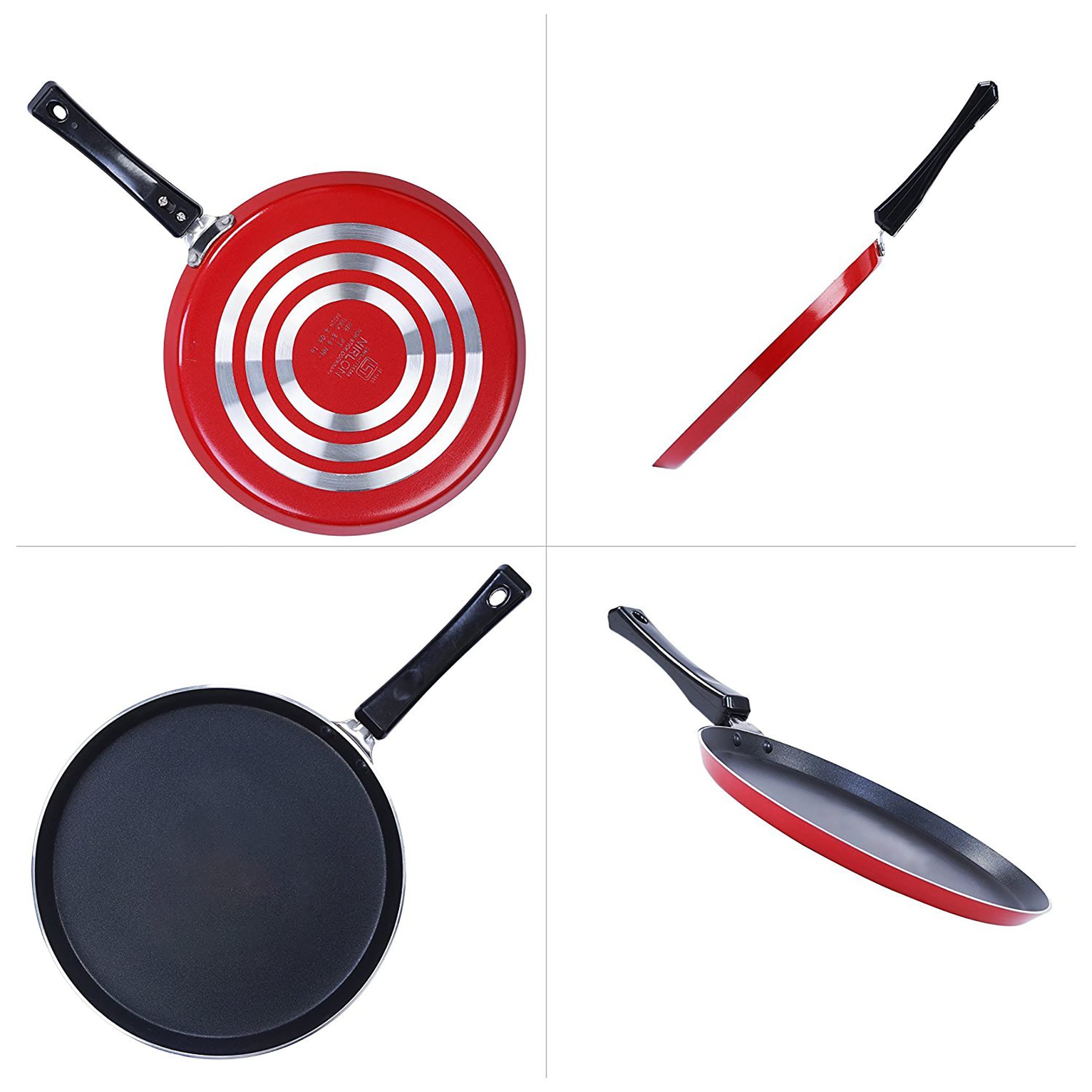 IDEAL PRIME Heavy Duy Aluminium Non Stick Dosa Pan with Silicone Bruh & Spatula Combo Set Elegant Flate Roti Tawa Omlet Pan Cookware Kitchen Tool Pack of 2 2