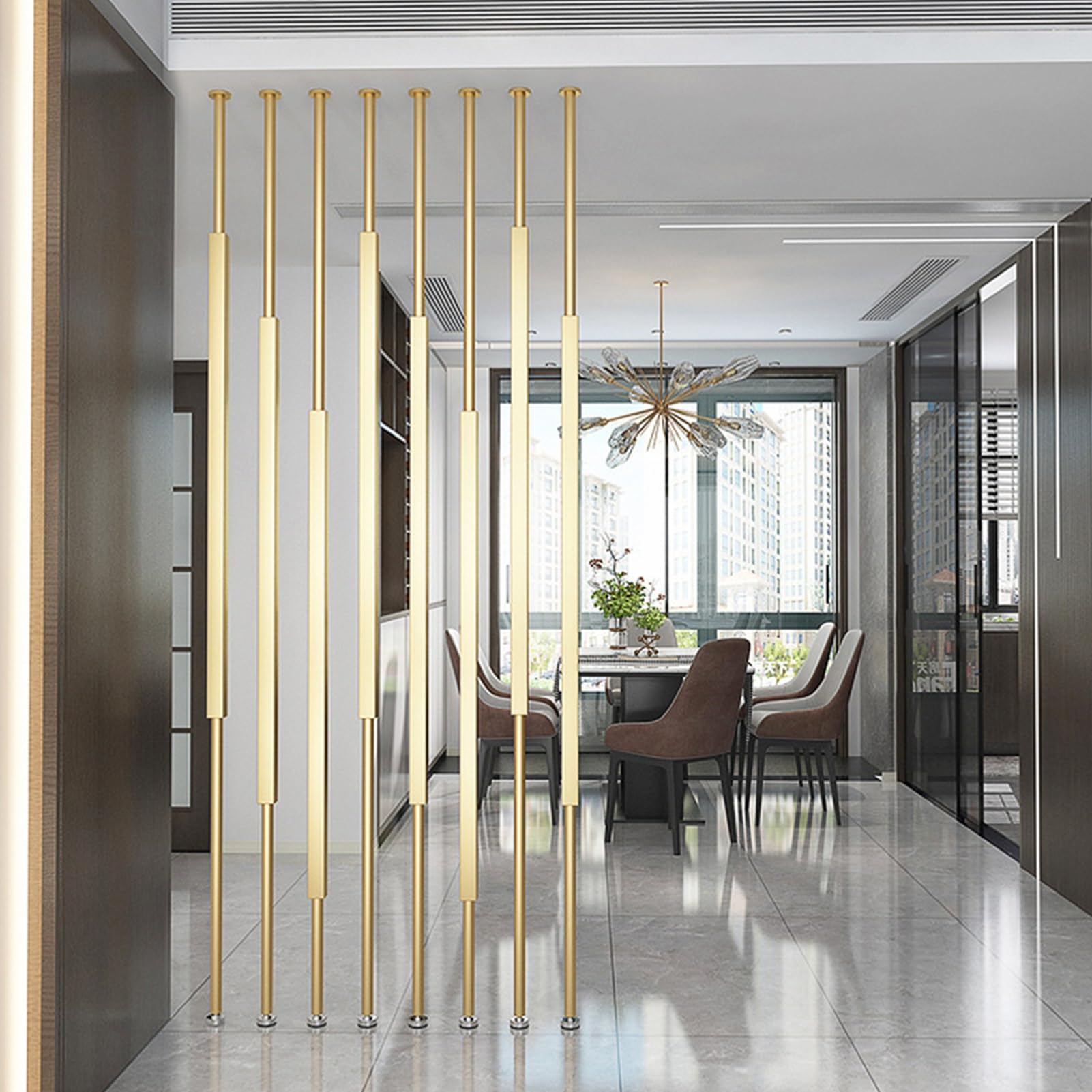 d Przegroda przestrzeni (5/8 paneli) - wolnoopadająca metalowa ścianka do biura, sypialni, apartamentu typu studio - 190 cm / 75in wysokości