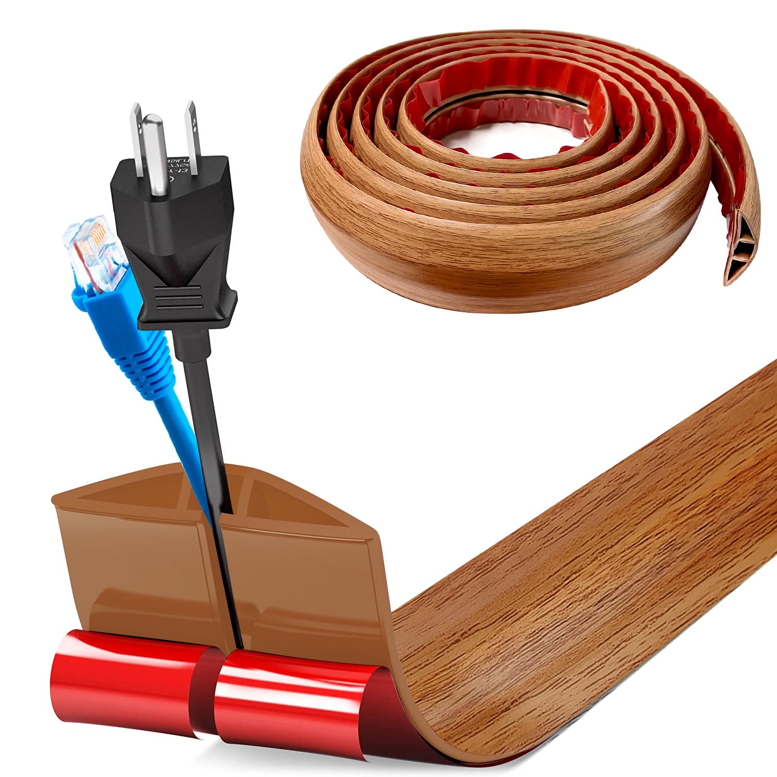 Pasacables Suelo, Canaleta Cables Suelo, 3.0M x2cm Protector de Cables para Suelo, Cubiertas de Suelo para Cables Autoadhesiva Montaje para Todos los Hogar, Oficina, Escuela,Almacén(Blanco-Redondeado) — view 42