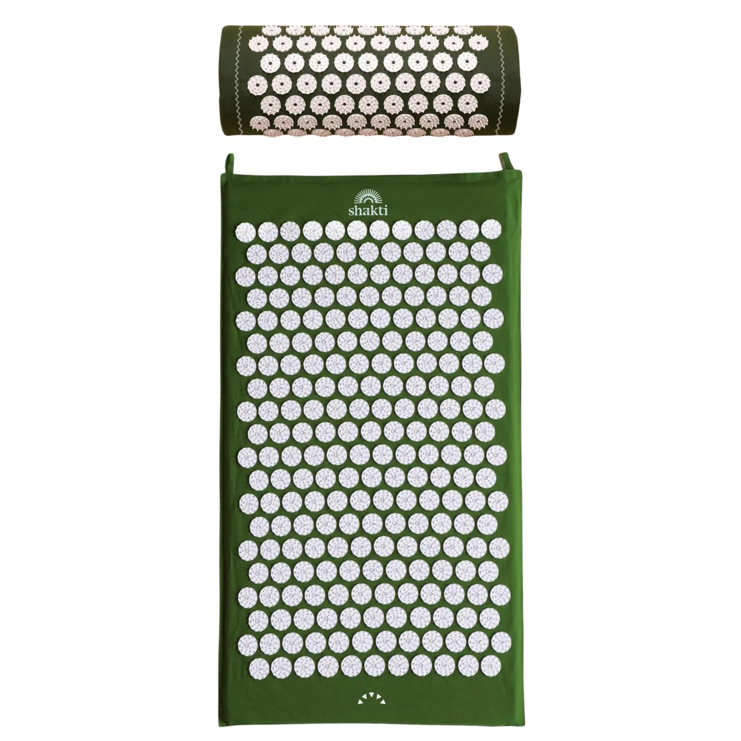 ShaktiMat [La original] Esterilla y Almohada de acupresión - Algodón orgánico - Fabricación ética - Relajación y masaje en la espalda, la cervical, los piernas, los pies - Verde