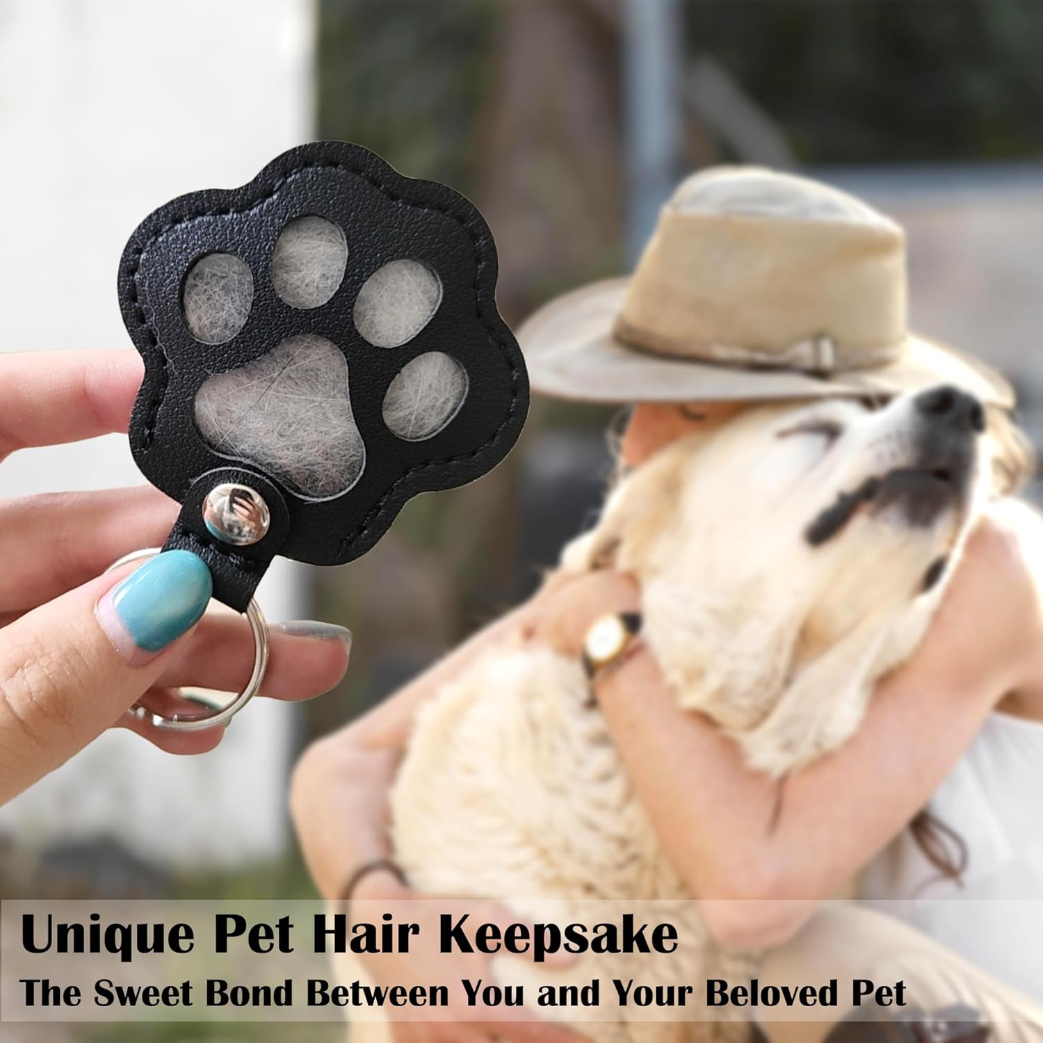 Pet Memorial Gifts for Cat Dog Cute Leather Paw Keychain Pet Hair Keepsake Keyring for Bag Purse Paw Charm Key Holder - Image 3