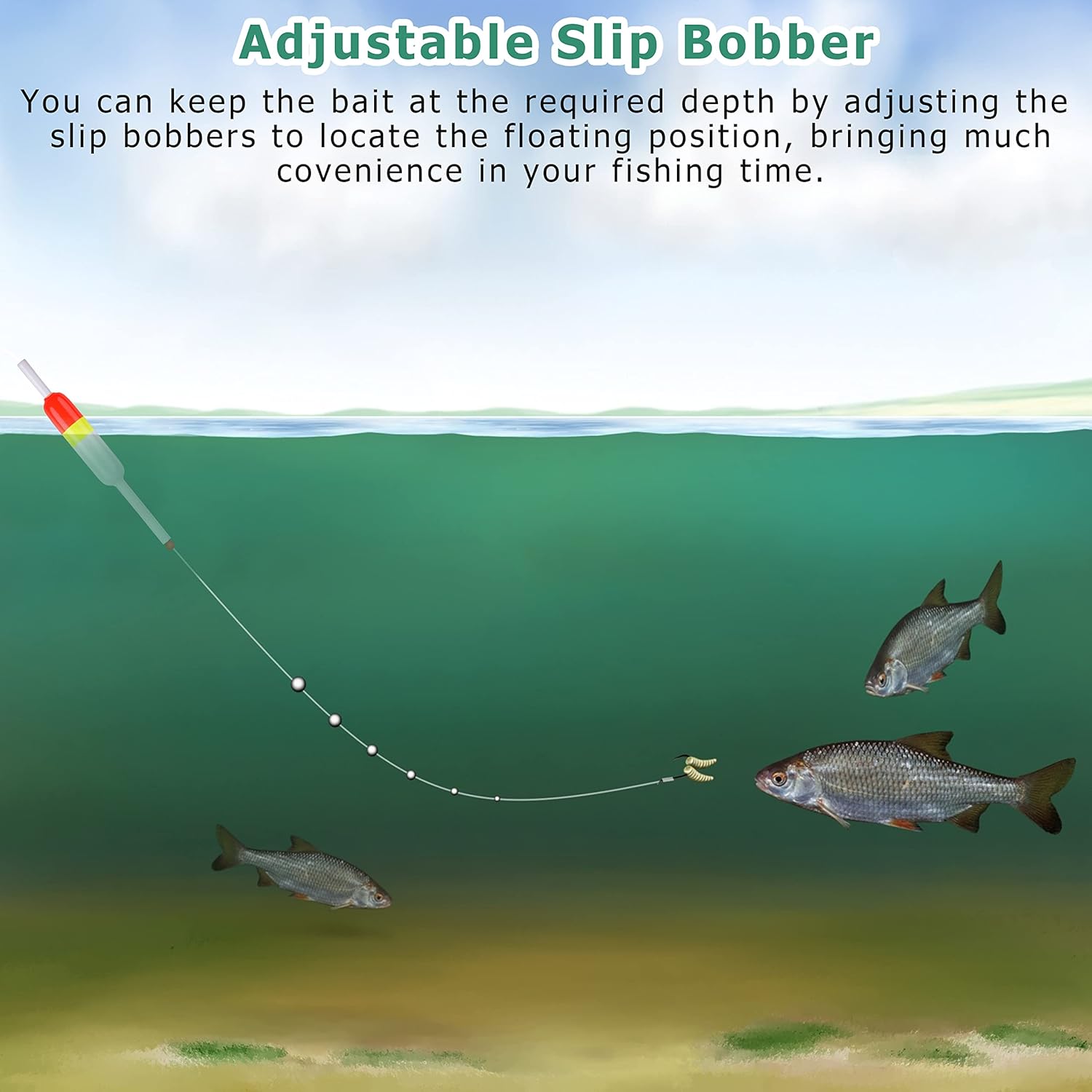 FUSIGO Slip Bobbers Fishing Floats and Bobbers Wood Slip Bobbers for Crappie Fishing Bobbers Spring Slip Bobbers Fishing Float Catfish Panfish Walleyes Fishing Tackle Accessories, 5/10pcs