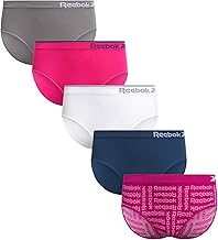 Reebok Girls Underwear Hipster Panties - 5 Pack Soft Seamless Stretch Performance Briefs Underwear for Girls