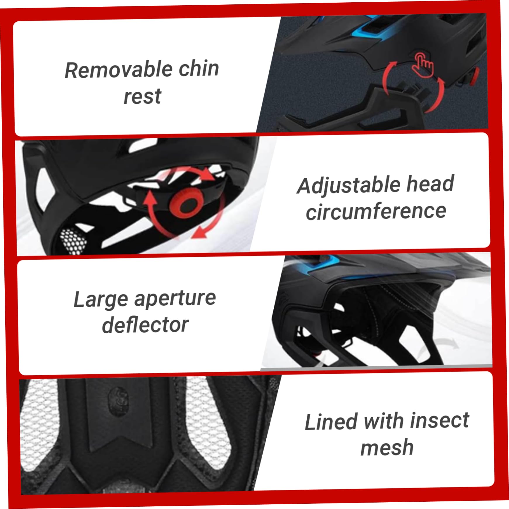 Casco Integrale da Bici, Casco da Mountain Bike, Integrale Regolabile per Bambini con Protezione Multistrato, Traspirante e Assorbimento degli Urti per Esterni