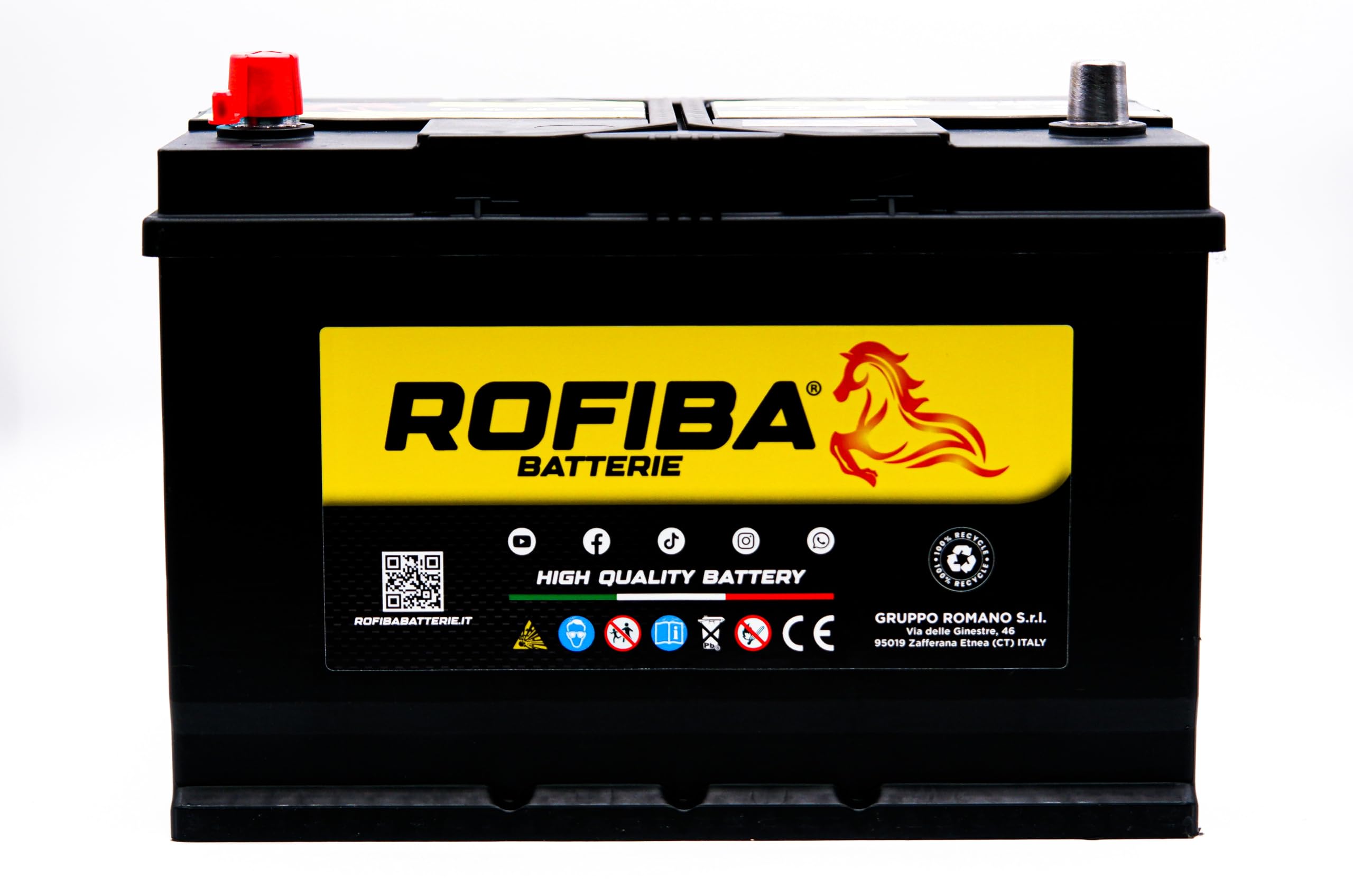 Rofiba Batteria per Trattore Truck D31 91Ah 12V Polo positivo Sinistro = G8 / 100 Ah 95 Ah EB955