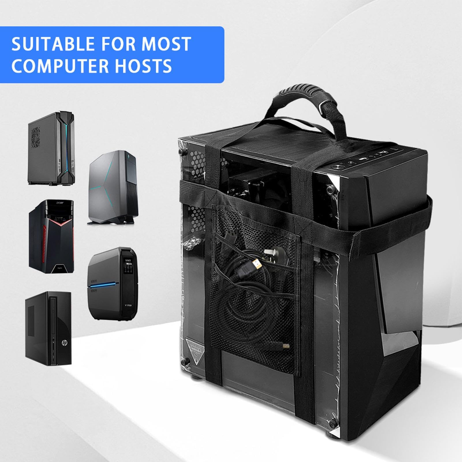 Arnés de soporte para torre de computadora de escritorio Correas para transportar PC